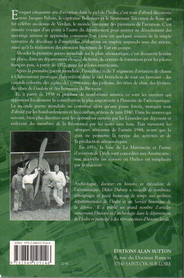 50 ans d'aviation dans le ciel de l'Indre 1909-1959 verso