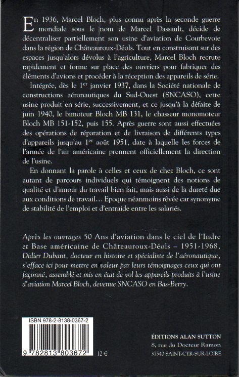 Ceux de l'usine d'aviation Bloch Mémoire d'ouvriers dans l'Indre 1936 1951 verso